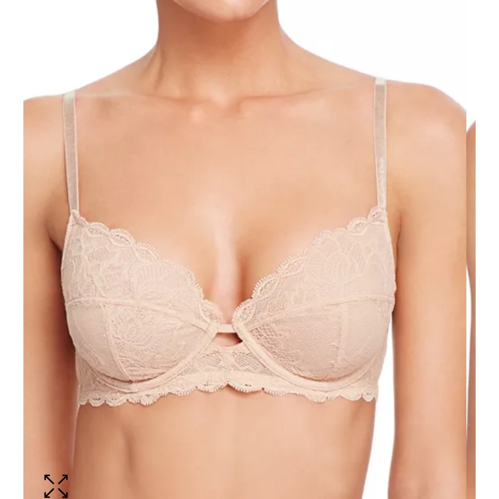 NWT Calvin Klein Seductive Comfort Lace Full Coverage Unlined Bra Nude/Bare 34B